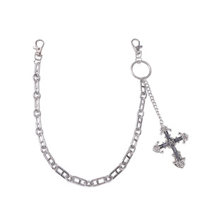 Cadena para Pantalones con Colgante de Cruz Yueli, Estilo Punk Tibetano, Cadena para la Cintura de Plata Tibetana para Uso Diario - Product Image 5