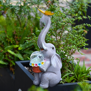 Statua da Giardino Solare Impermeabile con <span class=keywords><strong>Elefante</strong></span> in Resina <span class=keywords><strong>e</strong></span> Decorazioni a <span class=keywords><strong>Farfalla</strong></span> per Esterni - Product Image 3