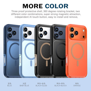 เคสกันกระแทกแบบแม่เหล็ก 2in1 วัสดุ TPU PC สีทูโทนสุดเทรนดี้ พร้อมปุ่มสัมผัส AI ป้องกันรอบด้าน สำหรับ <span class=keywords><strong>iPhone</strong></span> 17 16 15 14 Pro Max - Product Image 5