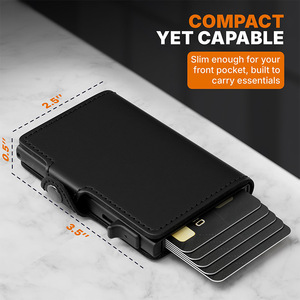 Men's Leather <b>Wallet</b> With Aluminum Alloy Anti Theft Card <b>Holder</b> Multi Slot Short <b>Wallet</b> For Everyday Use - Product Image 2