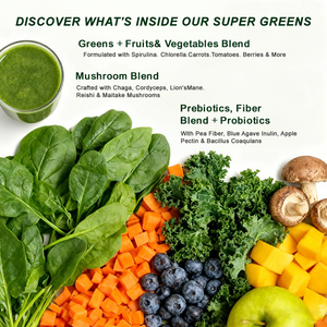 Suplemen Super Greens Super <span class=keywords><strong>Food</strong></span> Powder Buah, Sayuran, Jamur & Probiotik untuk Mendukung Energi - Product Image 3