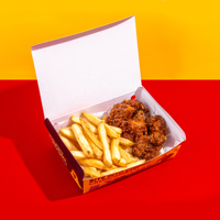 Boîte d'emballage alimentaire pliable en carton pour frites et poulet, avec logo personnalisé, pour emporter