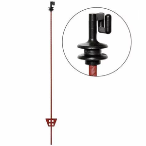 Poteau de clôture électrique pour bétail d'élevage Outuo, en acier à ressort avec isolateur supérieur, utilisation en extérieur, écologique, hauteur de 110 cm - Product Image 3