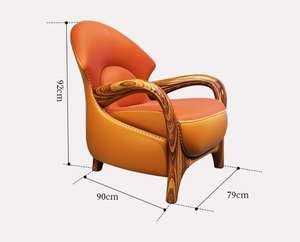 Chaise de loisirs unique en cuir de bois d'Uginwood massif aristocratique de luxe canapé design chaise tigre à dossier haut pour villa salon - Product Image 6