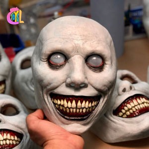 Halloween Horror Face Cover Smiling White-eyed Exorcist Demons Evil Creepy  Cosplay Scary Face Mask Dress Up Party Cosplay Props