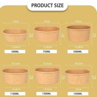 Wholesale Paper Soup Cups Food Takeout Container Disposable Kraft Paper Salad Bowl with Lid