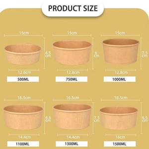 Grosir Cangkir Sup Kertas Wadah Makanan Makanan Sekali Pakai Mangkuk Salad Kertas Kraft dengan Tutup - Product Image 6