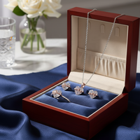 Cadeau de Noël pour petite amie, femme, bijoux fins de mariage, argent sterling 925, bague en zircon en forme de cœur, nœud papillon, boucles d'oreilles, ensemble de bijoux