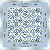 Alas Meja Permainan Mahjong Amerika Motif Nutcracker Biru Pastel dengan Lapisan Karet Anti-Selip