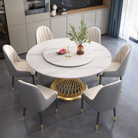 Moderner Luxus Marmor runder Esstisch Stuhl Set 4 6 8-Sitzer Küche Wohnzimmer Restaurant rotierende Möbel Designs