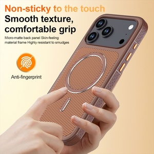 Nouvelle coque de téléphone magnétique en cuir PU à texture fibre de carbone pour iPhone 18 17 16 15 14 13 Pro Max, compatible avec la charge sans fil et antichoc - Product Image 3