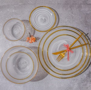 Assiette de service de nourriture de décoration en gros, ensemble d'assiette de chargeur de jante d'or - Product Image 2