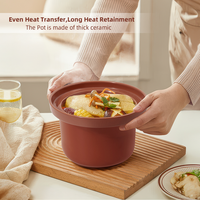 Casserole électrique portable avec couvercle en céramique, pot extérieur en plastique de 2,5 litres, cuiseur lent manuel pour usage domestique