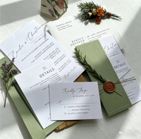Cartes de remerciement personnalisées pour mariage en papier d'art laminé avec enveloppe, format sur mesure