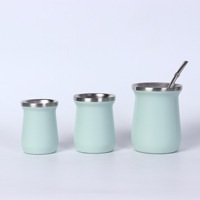 Precio de Fábrica, Vasos Térmicos de Acero Inoxidable Aislados Personalizados de 8oz, Taza para Yerba Mate con Cuchara, Taza de Regalo Ecológica