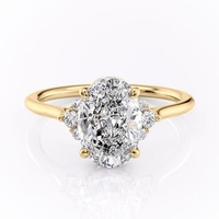 3CT Oval Kesim Bükümlü Pave Ayırık Saplı Tektaş Laboratuvar Üretimi Elmas Alyans 10K/14K/18K Som Altın IGI Sertifikalı CVD/HPHT VVS