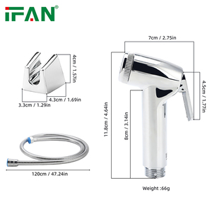 Ensemble de douchette IFAN, insert en laiton, <span class=keywords><strong>double</strong></span> boucle, chromé, tuyau en EPDM, douchette manuelle pour toilettes, bidet, ensemble complet - Product Image 5