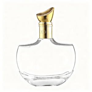 Botella de Vidrio de Lujo con Forma de Ala, Transparente, de Alta Calidad, para Licores, Vodka, Whisky, Ginebra, 750 ml, con Tapón Dosificador Dorado - Product Image 1