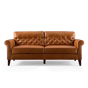Hiện đại cổ điển Modular <span class=keywords><strong>chesterfield</strong></span> <span class=keywords><strong>sofa</strong></span> Set Antique phong cách cổ điển khung gỗ với Nâu da chính hãng cho phòng khách - Product Image 1