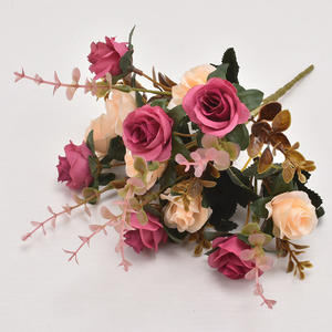 Ramo de 12 rosas de estilo europeo en colores otoñales, flores artificiales de seda. - Product Image 4