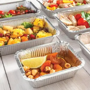 Disposable Aluminum Foil Container 550ml Takeout Pans For Hot And Cold Use