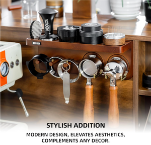 Soporte de Madera Multiusos <span class=keywords><strong>para</strong></span> Accesorios de Espresso: Estante de Almacenamiento <span class=keywords><strong>para</strong></span> Tamper, Distribuidor y Portafiltro de Café - Product Image 6