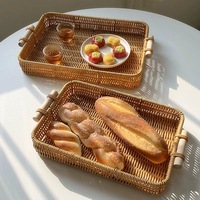 Boîte de rangement à bas prix pour fruits tissés en plastique rotin plateau de fruits panier organisateur Snack panier
