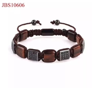 <span class=keywords><strong>Pulsera</strong></span> de Macramé con Cuentas y Circonitas, con Logotipo Personalizado, de Alta Calidad, con Piedras Preciosas Cuadradas, JBS10250 - Product Image 5