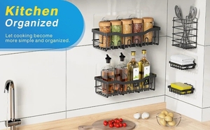 Rak Handuk Perekat Shower <span class=keywords><strong>Caddy</strong></span>[5-Pack] Kapasitas Besar, Organizer Kamar Mandi Baja Tahan Karat Anti Karat Rak Kamar Mandi Hitam - Product Image 4