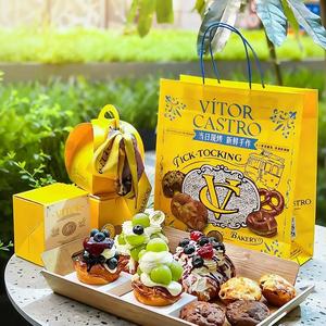 Custom Eco-friendly Recyclable Disposable <b>Biodegradable</b> Kraft <b>Paper</b> Bag for Takeaway Bread Egg Tart Pastries with Logo - Product Image 3