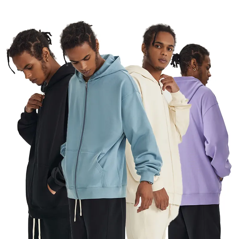 Wholesale Blank Sweatshirt Sport Custom Printing Logo Heavyweight Drawstring Cotton Long Sleeve Design Full Zip Up Hoodies