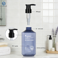 50ml 100ml-300ml 500ml bouteille de distributeur de cylindre en plastique PET toner cosmétique ou vaporisateur de shampooing avec épaule oblique