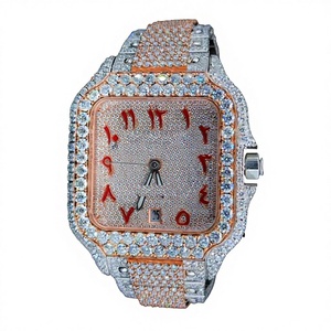 Hip Hop Luxury Moissanite <b>Watch</b> Men 41mm Square Mechanical VVS Stainless Steel <b>Case</b> Glass 10 Bar Water Resistant Iced High - Product Image 1