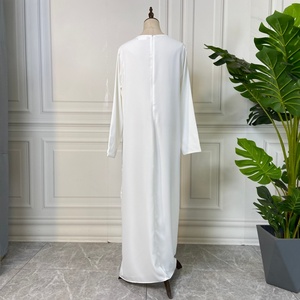 6597# Modest Fashion Daily Wear Solid Color Premium Nida Closed Abaya Slim Sleeve Dubai Islamic <b>Women</b> <b>Slip</b> Dress With Lined - Product Image 5