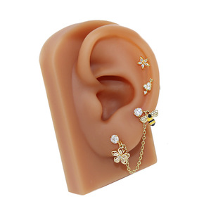 Dark Skin <b>Silicone</b> Ear Model Human Ear Piercing Practice Display <b>Tool</b> for Body Art Jewelry Training - Product Image 4