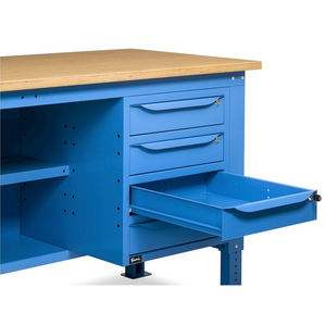 Fami WORK1536 établi réglable 150cm, plateau en bois, 4 tiroirs, demi-sommet et paroi perforée - Product Image 6