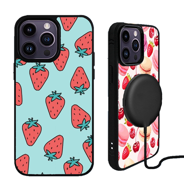 Popular Strawberries Design for Iphone 16 15 14 13 12 2D Sublimation for iphone 17 18 18Pro 18Pro Max Magnetic case