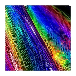 인기있는 핫 세일 무지개 빛깔의 컬러 양각 뱀 pu 가죽 홀로그램 비닐 핸드백
