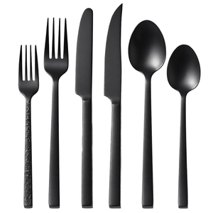 Juego de Cubiertos Minimalistas de Acero Inoxidable Negro Mate, Aptos para Lavavajillas, Resistentes al Óxido, para Bodas y Regalos Empresariales - Product Image 1