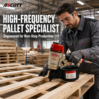 Cloueur pneumatique industriel ASCOTT CN57, 15 degrés, 25-57 mm, outil de charpente et de palettisation pour le travail du bois, alimenté par air comprimé, pour la construction, certifié CE