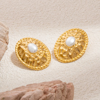 SUMMLY vente chaude en acier inoxydable perle rétro mode boucles d'oreilles et boucles d'oreilles en gros boucles d'oreilles