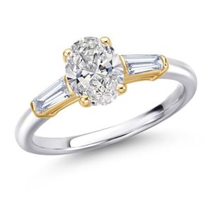 Anillo de compromiso SGARIT personalizado con diamante cultivado en laboratorio de 1.3 quilates para mujer, oro amarillo de 10 quilates, centro con diamante ovalado de 1 quilate, certificado IGI VS D - Product Image 2