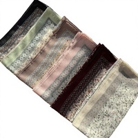 Selendang persegi motif bunga cetak digital 100 warna terlaris Malaysia, benang Bali impor, 45 inci, perekat kuat