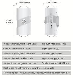 Lámpara de Pared Magnética con Sensor de Movimiento, Luz Nocturna de Colores, Fácil de Instalar, Luz Decorativa Inteligente para Escaleras - Product Image 6