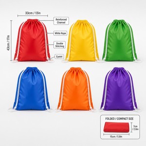 กระเป๋าเชือกรูดแบบกำหนดเอง 6 สี กระเป๋าผ้าโพลีเอสเตอร์หลากสี OEM กระเป๋าของชำร่วย กระเป๋ากีฬา สำหรับแจกในงานอีเว้นท์ สั่งซื้อจำนวนมากได้จากโรงงานโดยตรง MOQ - Product Image 2