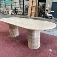 Table de salle à manger en marbre HZX personnalisable, moderne, en pierre naturelle polie, ovale, pour cuisine, salle de bain, villa, imperméable, écologique, durable