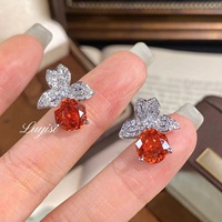 Anting Bunga Potongan Oktagonal Berlian Berkilau, Anting Bulat Hyacinth Tembaga, Aksesoris Fashion untuk Wanita