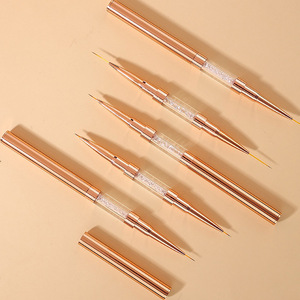 Pinceaux de manucure personnalisés à double face avec manche en strass et diamants, extra longs, pour détails fins, gel, liner et peinture de rayures - Product Image 5