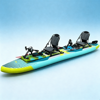 Planche de SUP gonflable double pour sports nautiques en plein air, bateau de pêche gonflable équipé d'un système de repose-pieds en métal