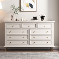 Commode en bois massif de style rétro américain, 5+ tiroirs, gain de place, pour chambre à coucher, salon, hôtel, appartement